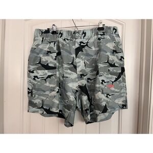 Aftco Shorts Men 42 Camo Cargo Hybrid Green Performance Fishing Boating Swim EUC